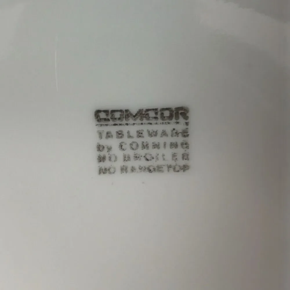 Vintage Comcor Corning Lariat Appetizer Plates Set of 7 White Tan Rim Restaurant